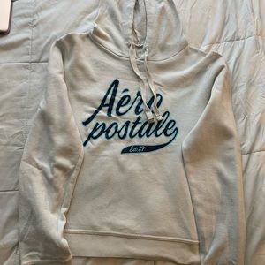 Aeropostal white light sweater blue lettering size M